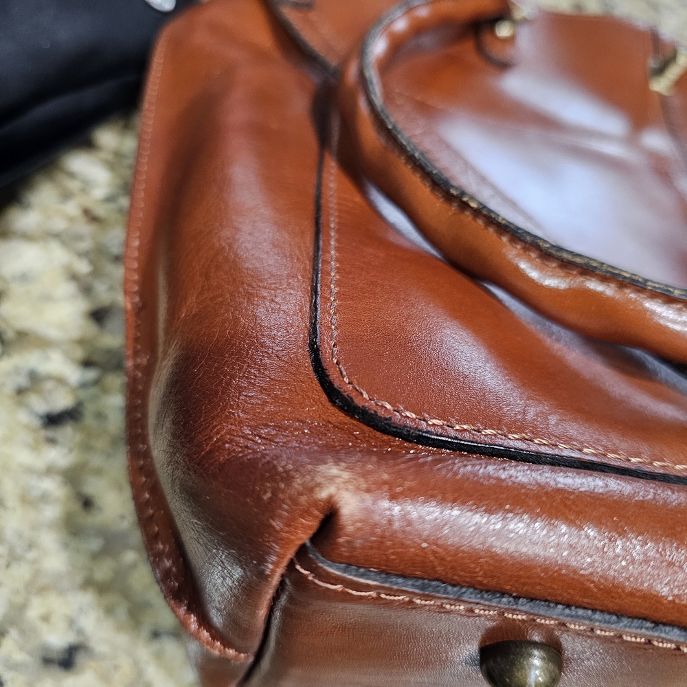 Patricia Nash Chestnut Brown Leather Tote with Brass Accents - Picture 10 of 10